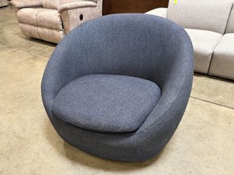 WEST ELM Denim Blue Round Back Cozy Swivel Chair