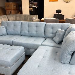 New 104x75 Sectional Couch With Ottoman On  Sale / Free Delivery 