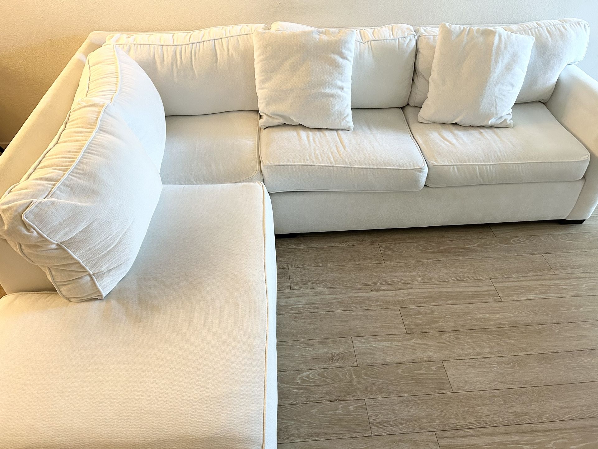 Sectional White With Two Pillows