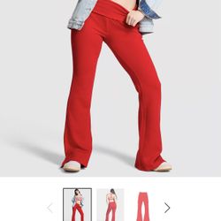 Victorias secret Red Flared Yoga Pants Fold-Over Waist