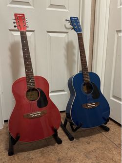 2 Tanara travel guitars > Red/Blue with cases