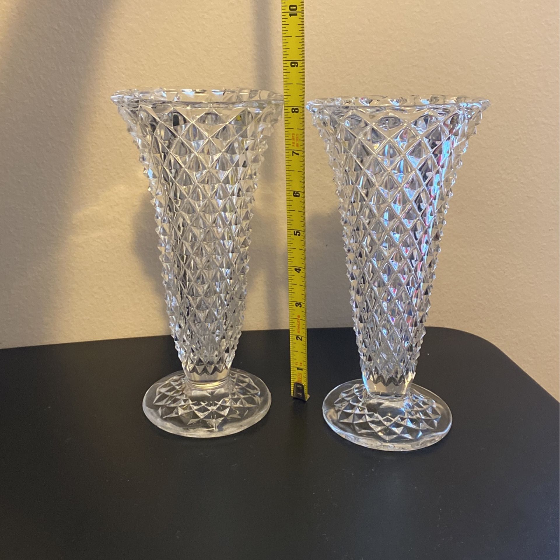 Vintage Cristal diamond cut glass vase