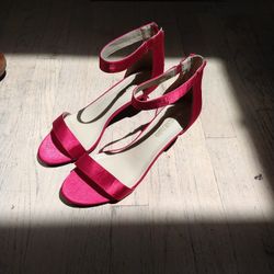 Dream Pairs Fiona Red Satin Open Toe Strappy Stiletto Heels