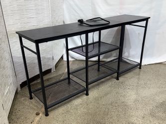 Black Metal Frame TV Stand w/ Outlets & USB