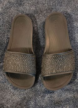 Crocs Womens Black Slides Size 7