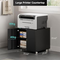 New Warmiehomy Black Metal Printer Stand with Wheels
