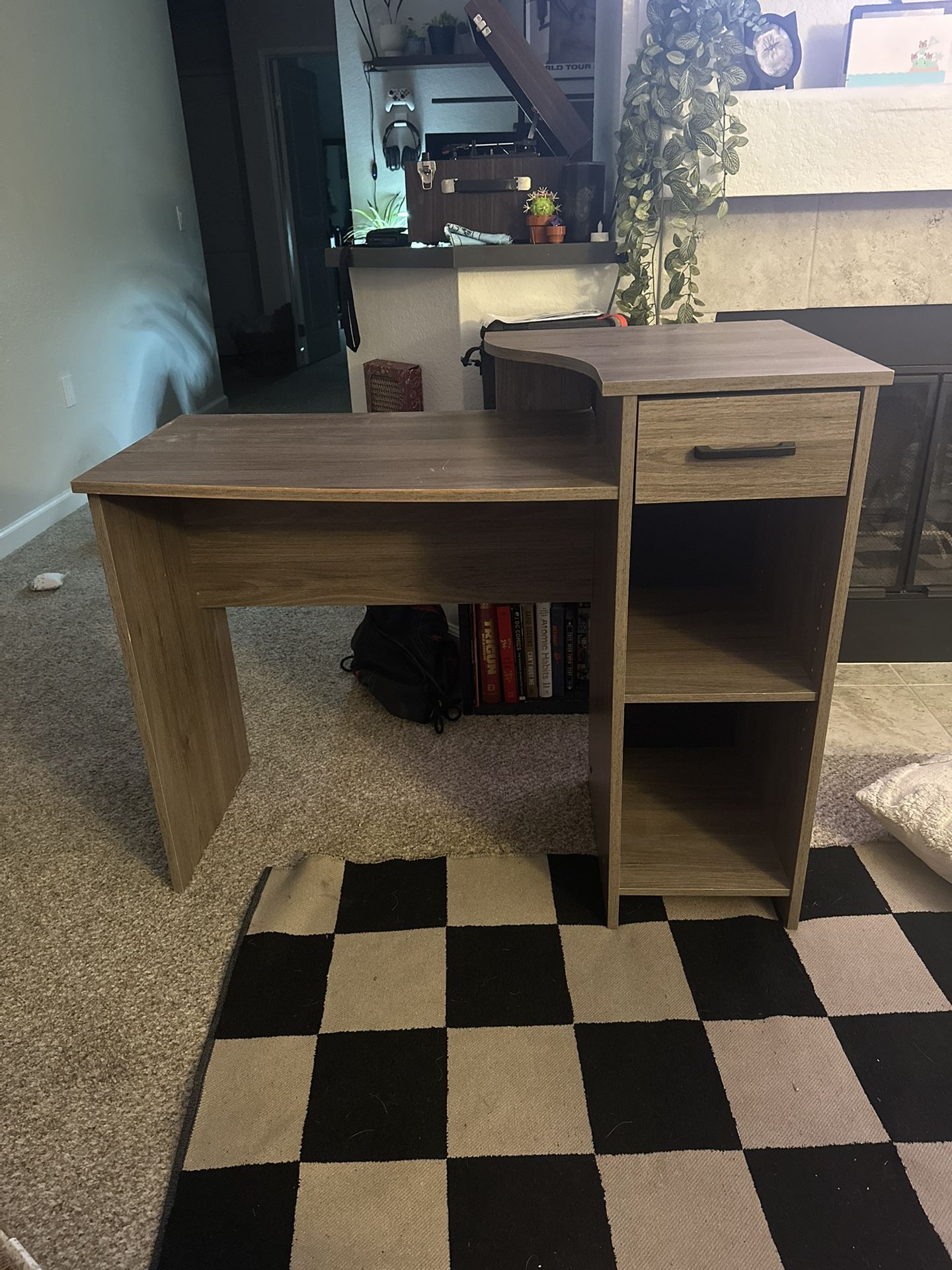 Desk With Drawer And Shelf