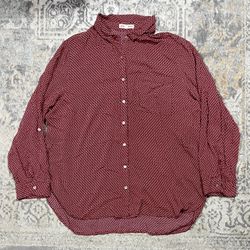 Grand & Greene Women’s Red White Button Up Long Sleeve Shirt Size 1X 