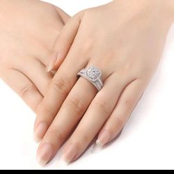 S925 2pcs 1.6Ct AAA CZ Halo wedding ring