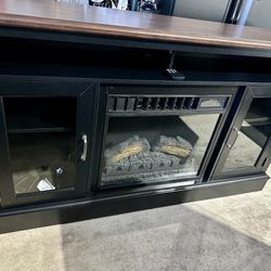 Electric Fireplace and Fan Media Cabinet
