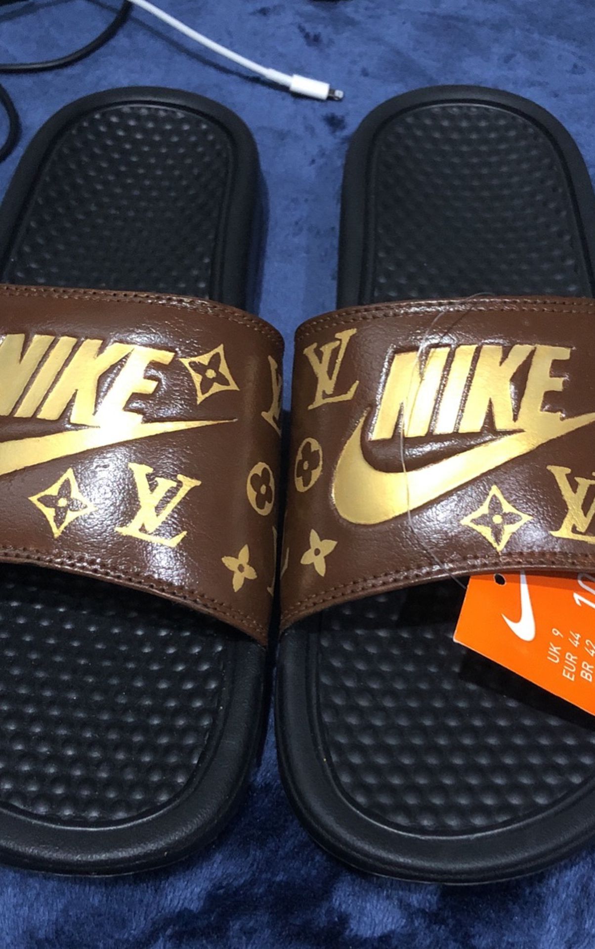 Nike Slides Custom Made (Louis Vuitton) Size 10 for Sale in The