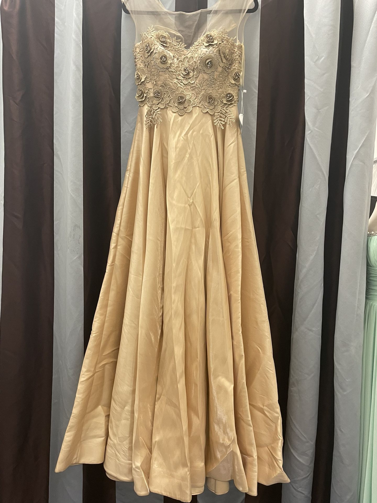 Cream Gold Dress