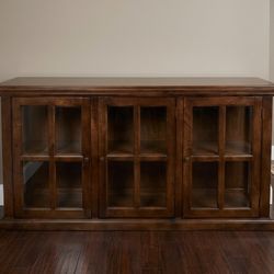 Solid Wood Sideboard / Buffet Cabinet with Glass Doors