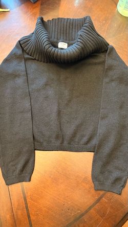 Cotton On Everfine Off The Shoulder Rib Fold Over Knit Sweater Black Womens Medium