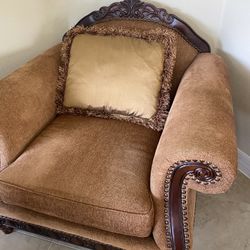 Victorian Sofa  And Matching Arm Chair With  Ottoman 