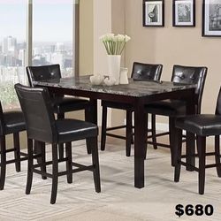 Counter Height Dining Set, 7 PC Set, Dining Set, Cherry Pub Set