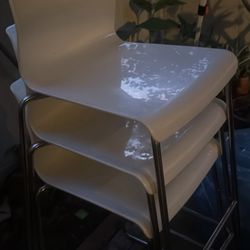 3 White Bar Stools