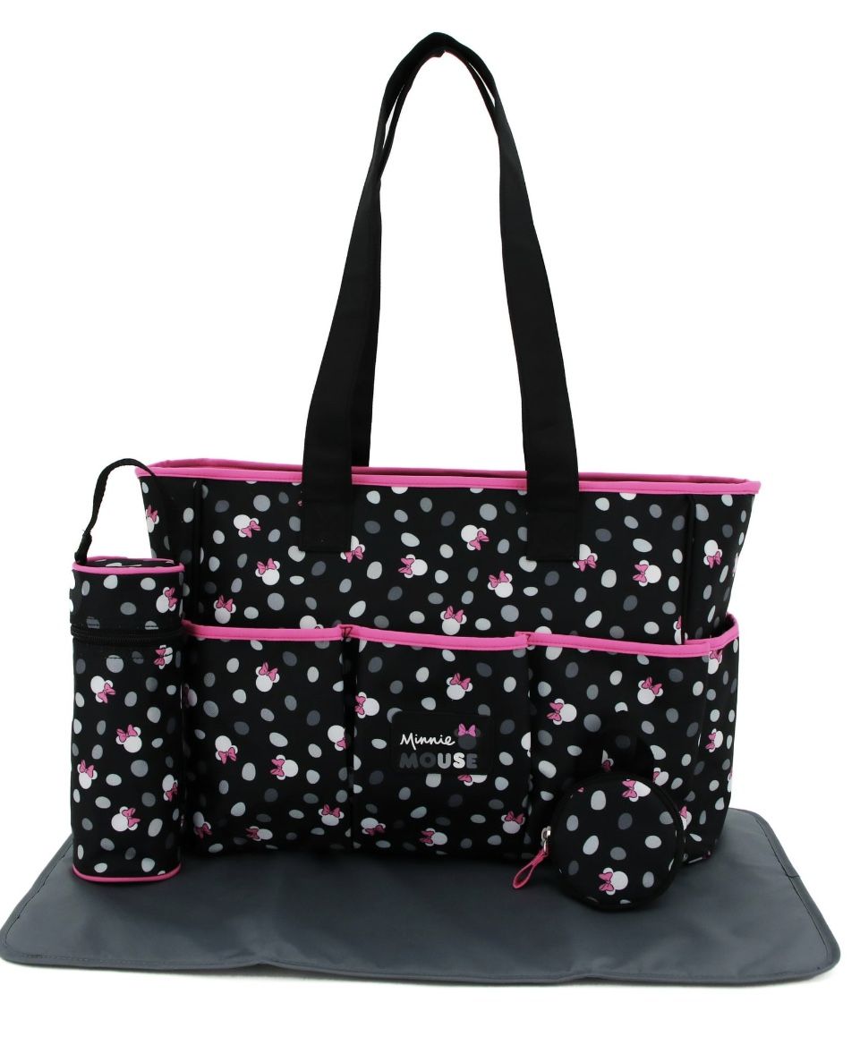 New Disney Minnie Mouse Baby Diaper Bag, Insulated bottle holder, pacifier pouch
