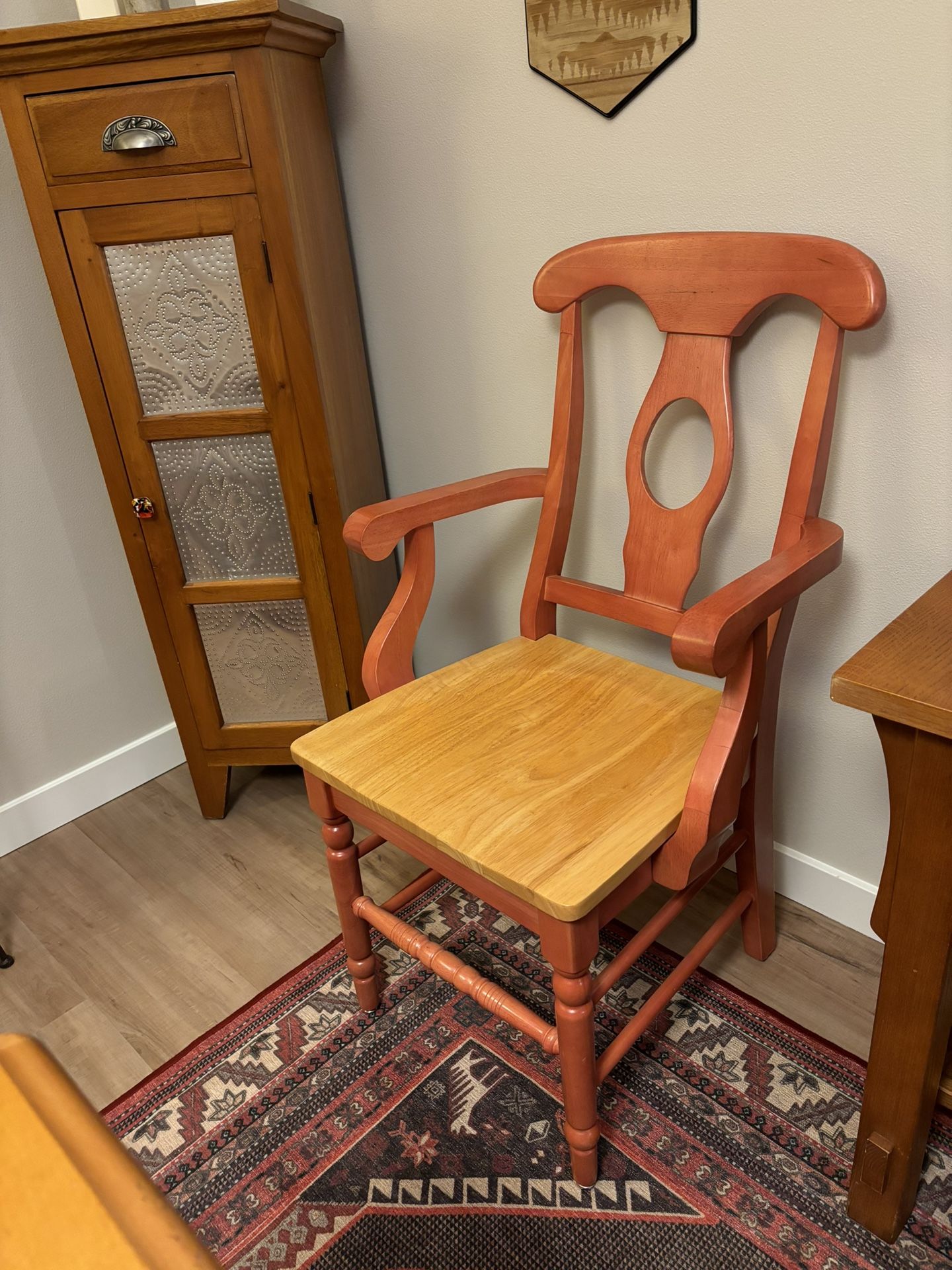 Two Custom Wood-Stained Dining Or Office Chairs