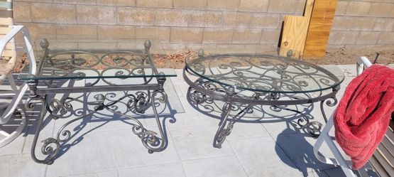 SET OF RON AND GLASS TABLES