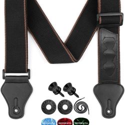 ROTOPATA Acoustic Guitar Strap, PU Leather Ends Guitar Accessories