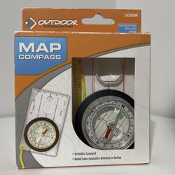 Map Compass by Outdoor Products CAC003WM Includes Lanyard New In Box