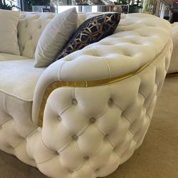 Evalyn White Velvet Living Room Set / 2pc