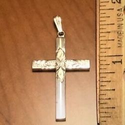 Vintage Sterling Silver Crucifix Pendant Ornate AS IS 1.25 Inch!