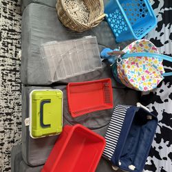 Baskets Plastic Storage Bins Container Lot 