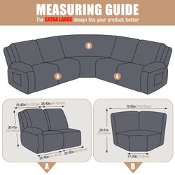 Vansofy 5-Piece Extra-Large Reclining Sectional Couch Covers