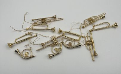 Set Of 11 Vintage Horn Instrument  Ornaments