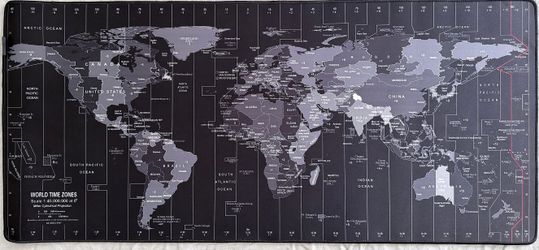 World Time Zone Desk Mat, 36 x 16 Inches