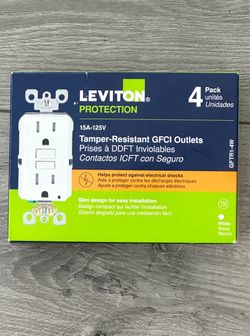 Leviton 15 Amp 125V Self-Test Tamper Resistant GFCI Outlet White 4 Pack GFTR1-4W