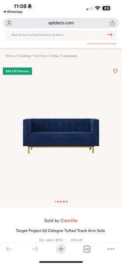 Tufted Track Three Seat Suede Sofa