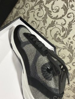 Gray and Black Knit Lace-Up Sneakers
