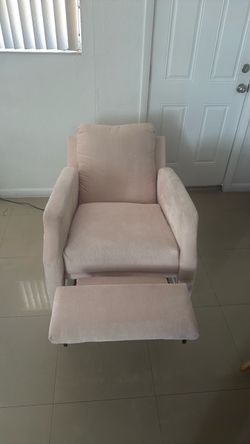 Blush Pink Fabric Recliner Chair