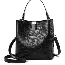 Solid Black Crossbody Bag 