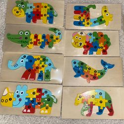 9 Pack Kids Wooden Numbered Jigsaw Puzzles 