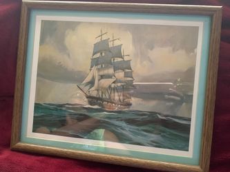 Thomas Hoyne lithograph of clipper 12x15 framed