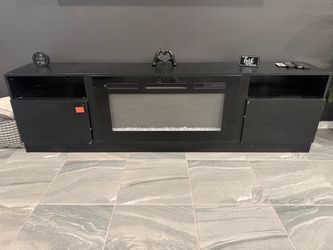 Black TV Stand with Electric Fireplace Insert