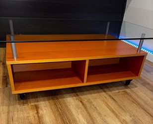 Oak Center Table with wheels