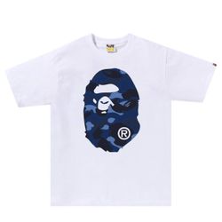 BAPE White Blue Camo Big Ape Head Tee