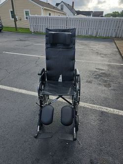 Reclining Wheelchair with Headrest and Leg Rests