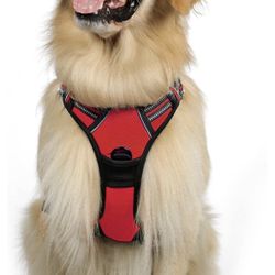  Dog Harness, No-Pull Harness with 2 Leash Clips, Adjustable Soft Padded Dog Vest, Reflective No-Choke Pet Oxford Vest with Easy Control Handle Small