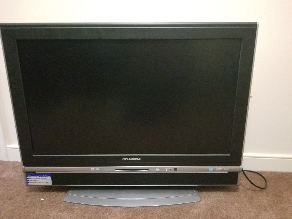 32" sylvania flat screen TV with built in DVD player