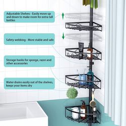 4Tier Bathroom Shower Corner Caddy Bath Tub Storage Rack Shelves Organizer  NEW