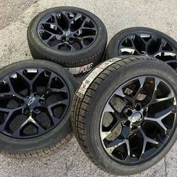 NEW 20” Chevy Black Rims and Tires 20 GMC Wheels Rines Negros con Llantas Nuevas OEM stock factory Original Take offs originals off stocks pull offs s