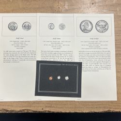 Vintage 1982 Franklin Mint US Miniature Antique - Half Cent, Half Dime, Half Dollar 