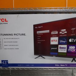 TCL 4-Series 43” 4K UHD LED Roku smart Tv
