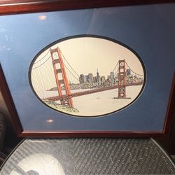BEAUTIFULLY FRAMED & MATTED SAN FRANCISCO PRINT IN A CHERRY WOOD FRAME